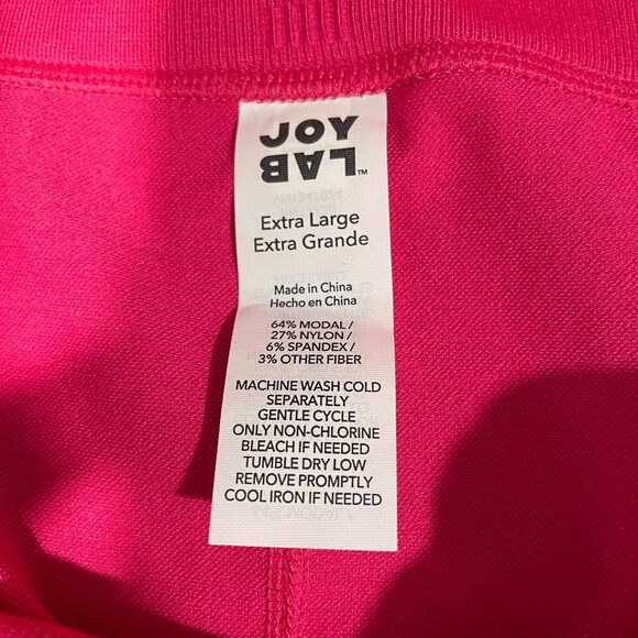 JoyLab High Rise 7/8 Length Leggings XL Pink Stretch Moisture Wicking Activewear - Picture 5 of 11